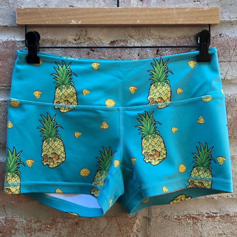 Feed Me Fight Me pineapple skull workout shorts🍍